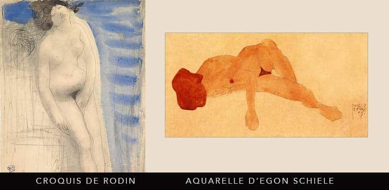 aquarelles de Rodin et Egon Schiele
