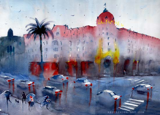 Le Négresco sous la pluie