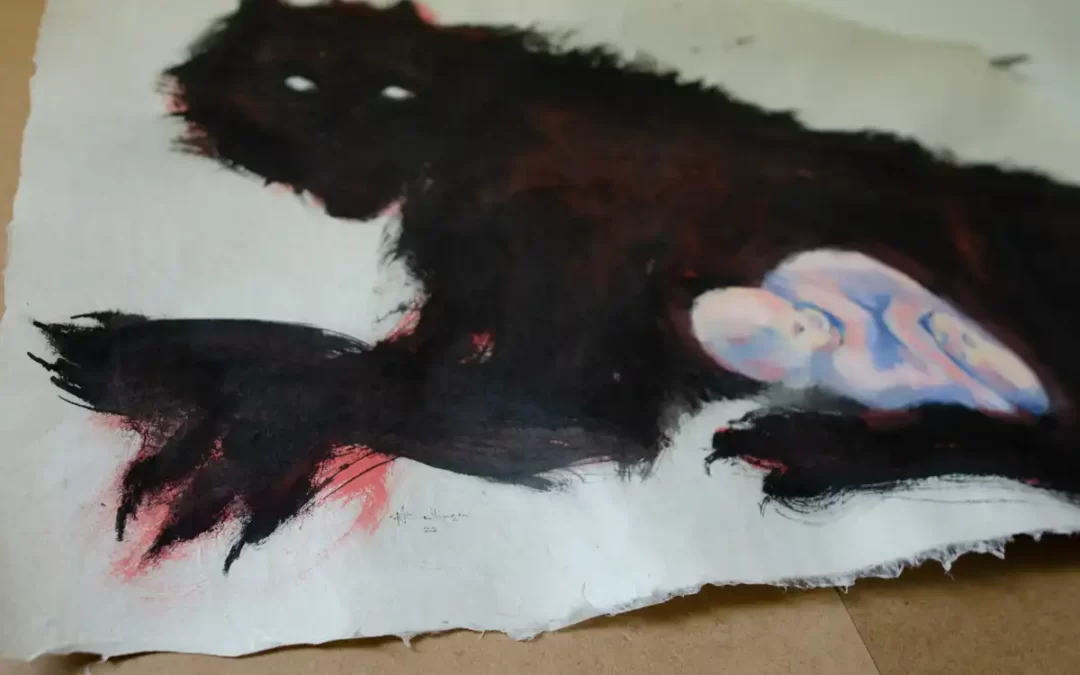 Loups exposés dans la Cabane de Belle & Sébastien