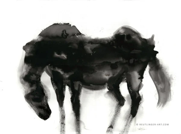 encre de chine silhouette cheval noir
